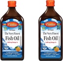 Carlson - L'olio di pesce più fine, 1600 mg Omega-3s, supplemento di olio di pesce liquido, olio di pesce norvegese, selvatico, liquido di olio di pesce di origine sostenibile, arancione, 16.91 Fl Oz (pacchetto di 2)