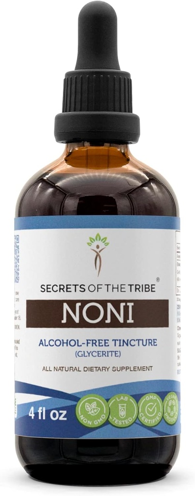 Segreti della Tribe Noni Alcohol-Free Liquid Extract, Noni (Morinda citrifolia) Dried Fruit (4 FL OZ)