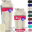 2 PACK, 28 oz & 20 oz Shaker Bottiglie con potenti fruste di filo per miscele proteiche | Flacone di frullatore a prova di leak | BPA-Free & Lavastoviglie Safe | Bottiglia di Shaker | Tazze di shaker per frullati
