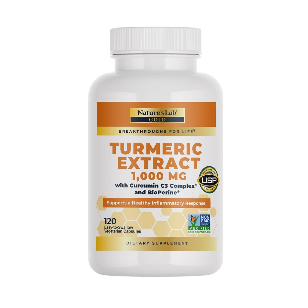 Natural's Lab Curcumin C3 Complex 1000mg - Estratto di curcuma 1000mg & BioPerine 5mg Standardizzato al 95%, Promuove Cardiovascolare, Immune, Joint, Salute della pelle - 120 capsule (alimentazione di 60 giorni)