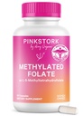 Folato di cicogna rosa: Methyl Folate - MTHFR Acid, Forma naturale di acido folico per la gravidanza, formulato per la mamma + il bambino, Donne-Owned, 60 capsule (Piccola May Vary)