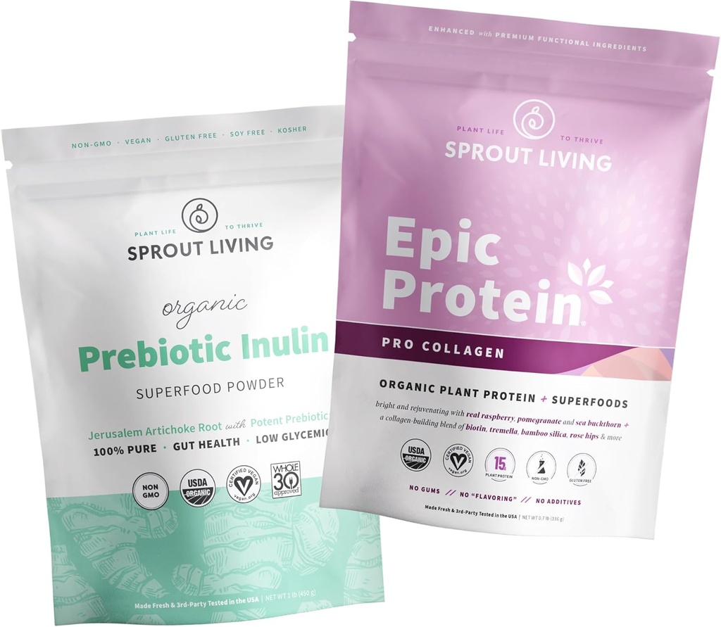 Sprout Living Epic Protein Pro Collagen + Inulina prebiotica