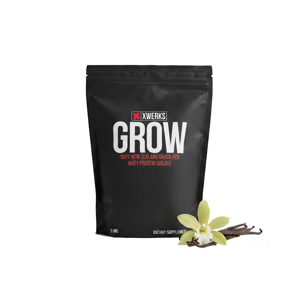 Xwerks coltivare 100% Nuova Zelanda Grass Fed Whey Protein, 25g polvere di proteine isolate pura per servire, tutti Paleo naturale e Keto Friendly, Soy Free Gluten Facile da digerire, Vanilla, 30 Serve