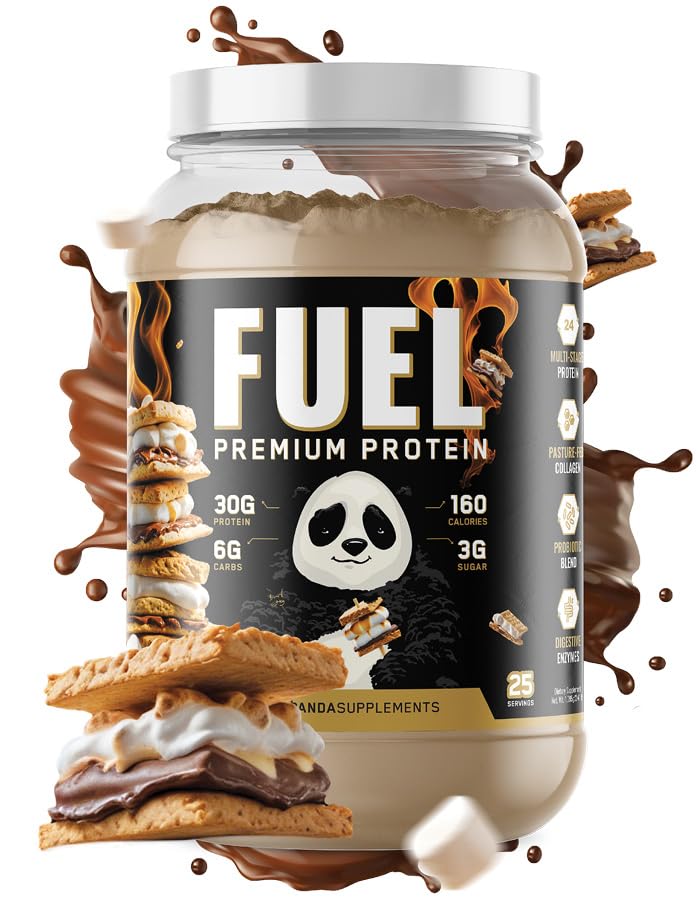 Bio Labs sotterranei Panda Fuel Premium Protein Whey, Collage idrolizzato,Casein,Probiotici, Enzimi, Keto Friendly, Rilasciare il tempo, 25 Serve (2,5 Pound, Campfire S'Mores)