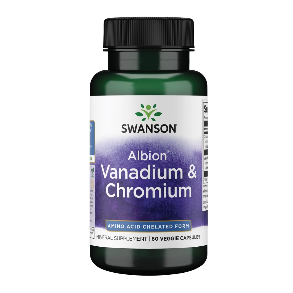 Swanson Albion Chelated Vanadium e Chromium 60 Veg Capsule