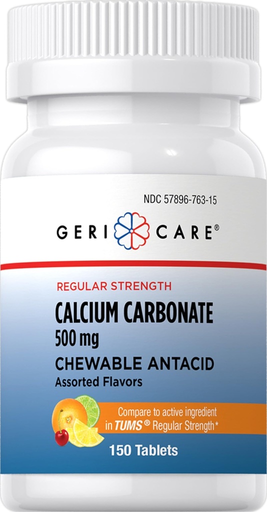 Carbonato di calcio di Gericare 500 mg di anacida masticabile, contatore di 150 (pacchetto di 1)