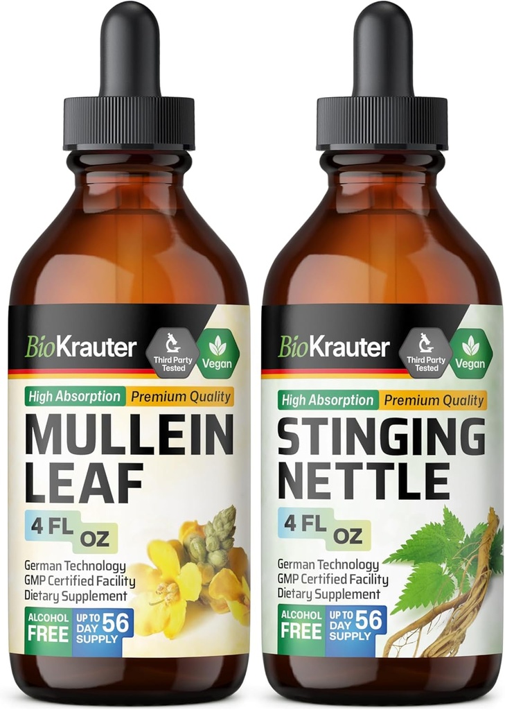 BIO KRAUTER Mullein Tincture 4 Fl. Oz. & Sting Nettle Tincture 4 Fl Oz.