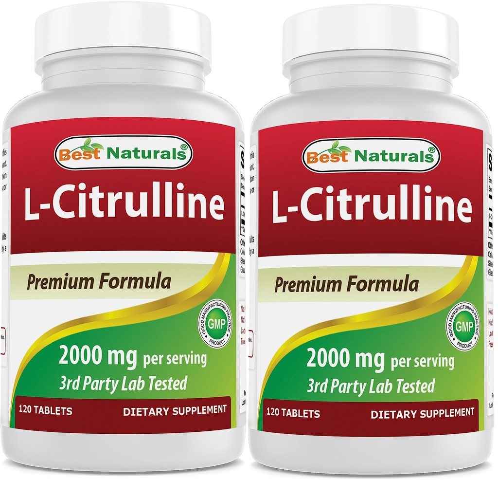 Best Naturals L-Citrulline 2000mg/Serving - Non-OGM - Gluten Free - 120 compresse (120 conteggio)