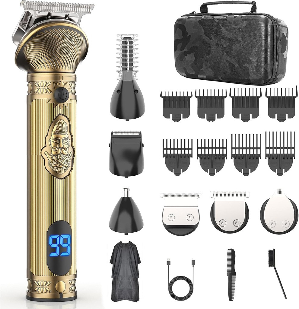Cuscinetto Trimmer per gli uomini, Viaggi Rasoi elettrici per gli uomini con caso, Clipper per capelli senza cordone, Mens Grooming Kit per Mustache Body Nose Face - 180 Mins Shaving, Regali per Lui & Padre