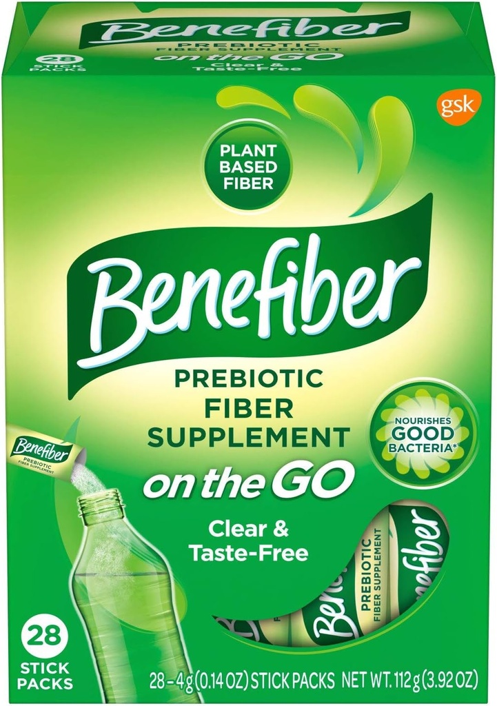 Benefiber Fiber Supplemento sul Go Stick Packs per uso conveniente 28 Stick Packs per scatola (1 Solo scatola)