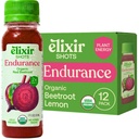 Elisir Shots, Endurance & Wellness Shot with Cold-Pressed 100% Organic Ingredients, barbabietola, Carrot, Celery, limone, senza zuccheri aggiunti o ingredienti artificiali, 12 Pack