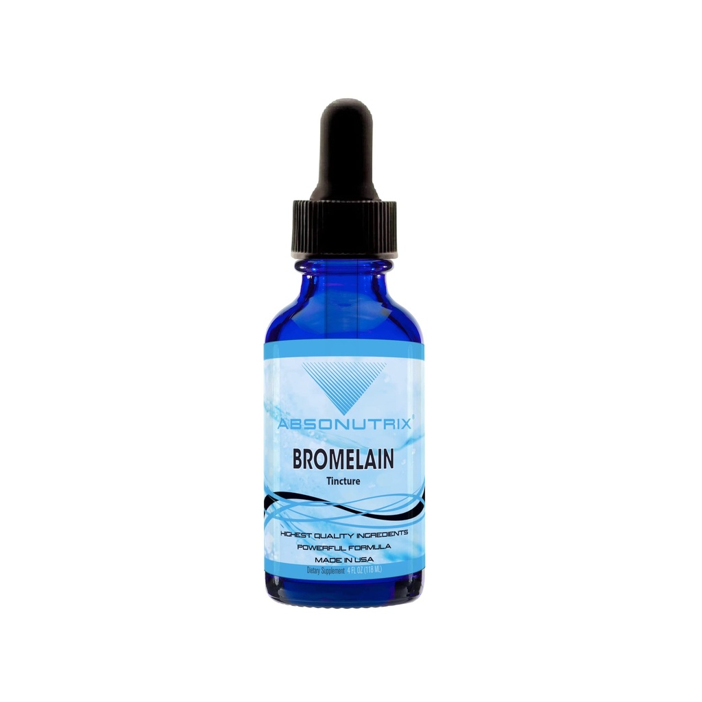 Absonutrix Bromelain 590 mg, Gocce liquide facili da trattare, Bottiglia da 4 Oz, Estratto di ananas per il supporto di tessuto, Assorbimento rapido, Senza glutine, Testato di terze parti, Certificazione GMP, Non OGM, Made in USA