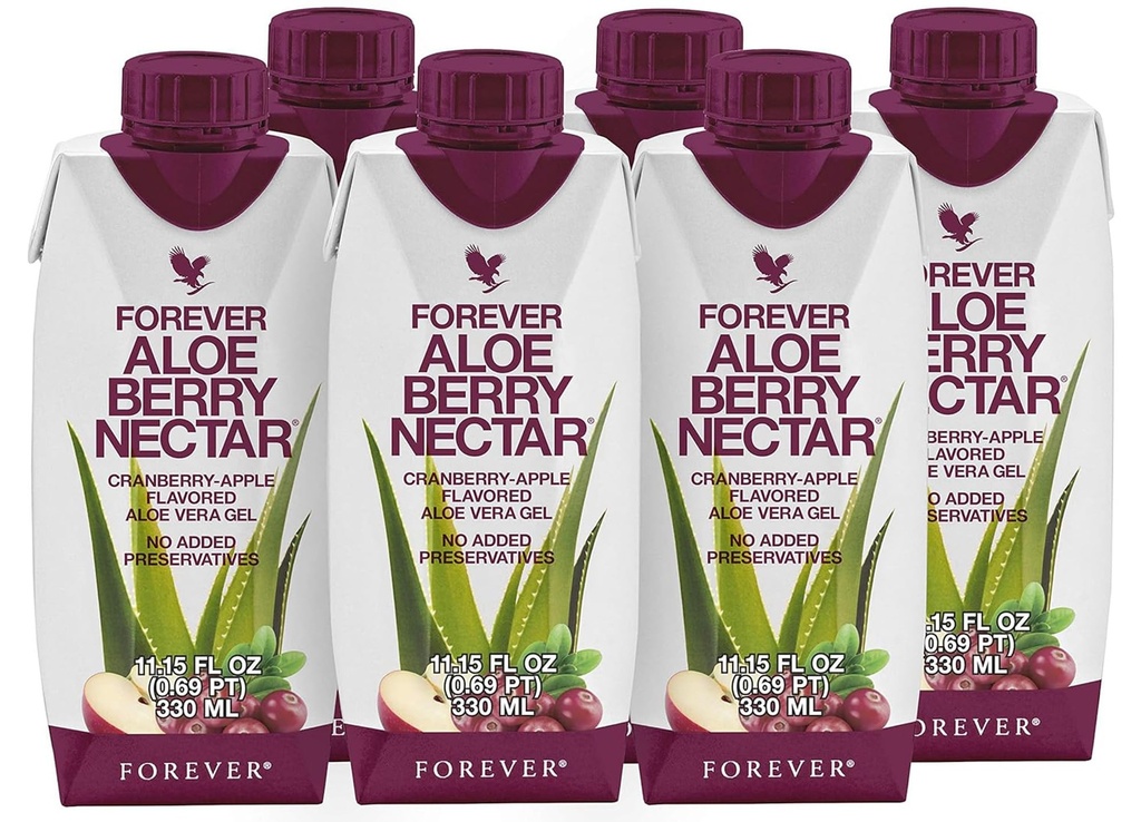 Forever Living - Aloe Berry Nectar - 90,7% Pure Aloe Vera Gel con Mirtilli e Mele - No Preservatives - 330 ML (Pack of 6)