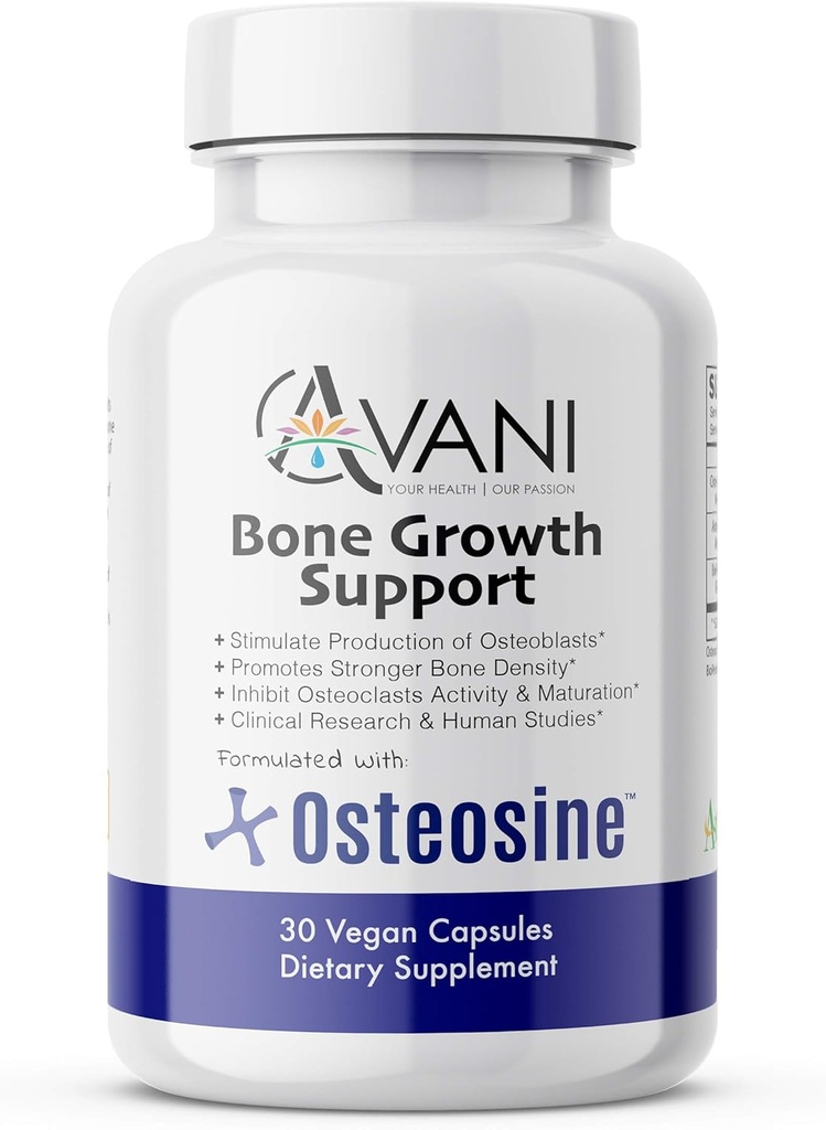 Avani Salute – Osteosina Bone Crescita Supporto - Aumentare i livelli di calcio e Bone Forza - Assorbimento potenziato con BioPerine e AstraGin - Gluten Free Bone Supplement - 30 capsule vegane