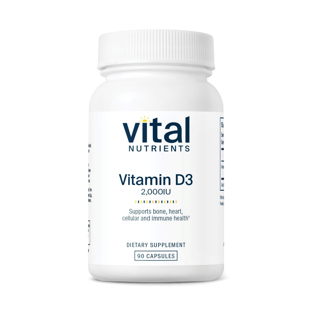 Vitamina D 2000 IU | Supplemento vitamina D3 | Bones sani, denti, muscoli*| Funzione cellulare e immunitaria | Absorbimento di calcio | Glutine, latticini e soia Free | 90 capsule