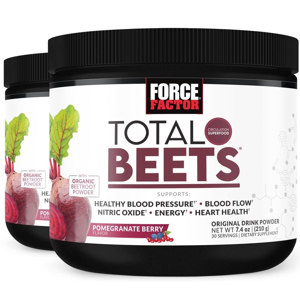 Fattore di Forza Bevande Totale Bevo Polvere Superfood con Nitrati per sostenere la Circolazione, Ossido Nitrico, Energia, Endurance e Stamina, Cardiovascolare supplemento di salute del cuore, 60 Serve, 2-Pack