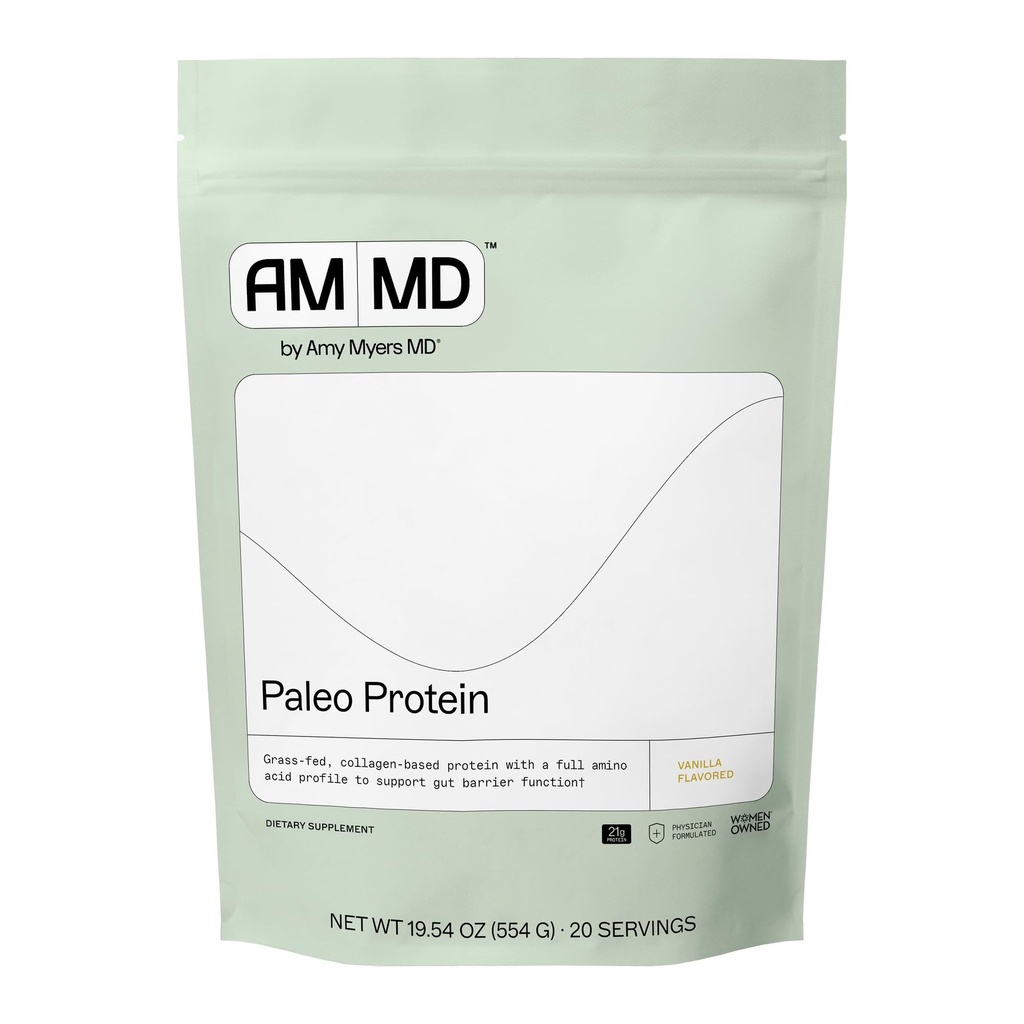 Amy Myers MD Paleo Protein Powder - con Peptidi di collagene per la salute del fegato - Supporta i capelli, la pelle e le unghie - Non-GMO, senza glutine, non-Dairy & More - Vanilla Bean - 19.54 oz (20 Serve)