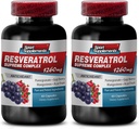 Resveratrolo Supreme 1200mg Massima Forza Più 1200 Integratori di Vino Rosso, Resveratrolo Integratore Vino rosso, Resveratrolo antiossidante, Vino rosso Estratto con resveratrolo, Uva di Vino rosso Seme 2 Bottiglie