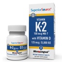 Sorgente superiore K2 (MK-7) 100 mcg, con D3 (5.000 IU) Supplemento, Tablet microLinguali disciolti rapidi, 60 conte, rinforza le ossa, supporto di sistema cardiovascolare e immunitario, non OGM