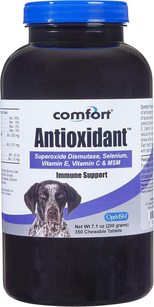Kala Health COMFORT Antiossidante Supplemento per cani, 350 Conte, Supporto immunitario e aiuta a ridurre le allergie cutanee, Contiene: MSM, Superossido dismutasi, Selenio e Vitamina C & E, Realizzato negli Stati Uniti