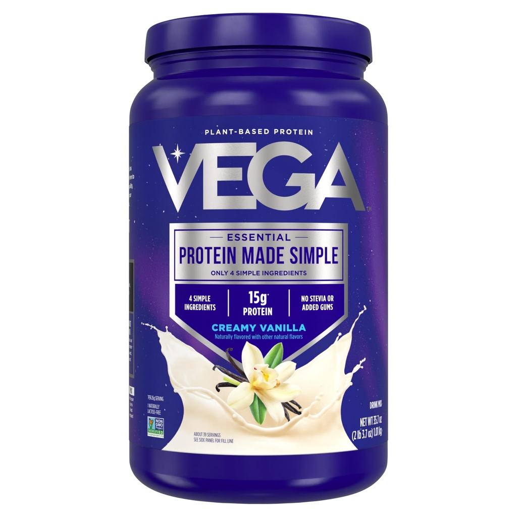 Vega Proteina fatta semplice polvere di proteine, Vanilla - Stevia Free, Vegan, pianta a base, sano, senza glutine, Pea Protein per le donne e gli uomini, 2.2 lbs (Piccola Vary May)