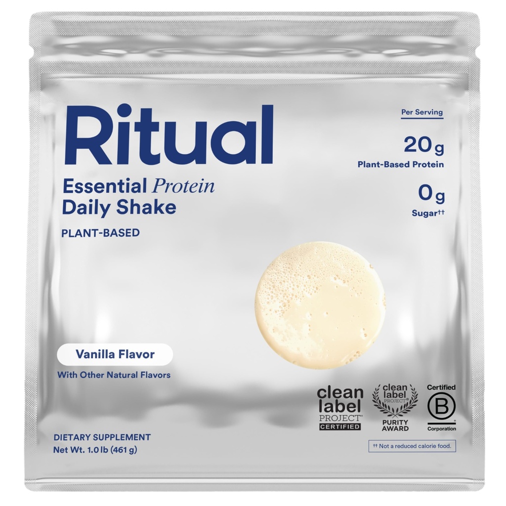 Polvere proteica vegana rituale con BCAA: 20g proteine vegetali di pea organica di 20g dalle fattorie rigenerative negli Stati Uniti, profilo aminoacido completo, senza glutine, senza zucchero, senza latticini, Vanilla, 1 Lbs