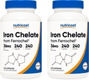 Ferro chelato Nutricost, Come Ferrochel, 36mg, 240 capsule (2 bottiglie)