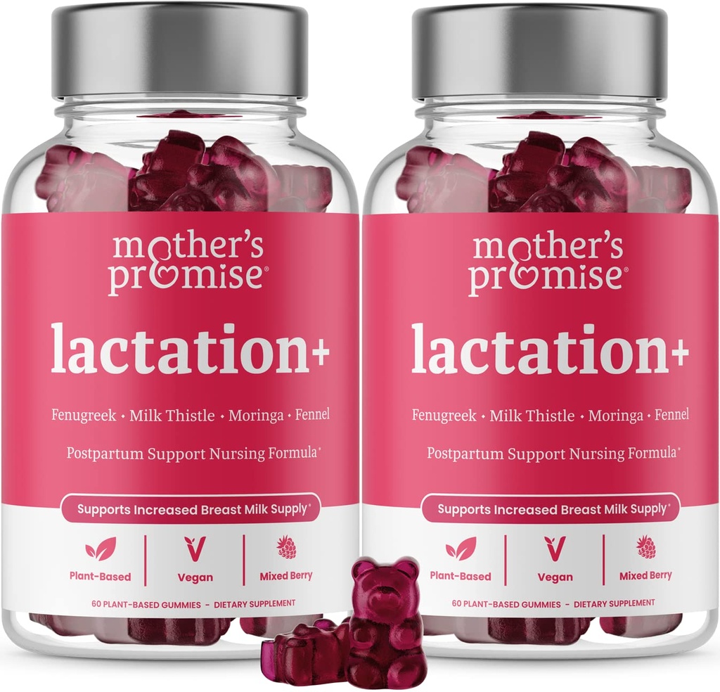 Promise Lattazione Supplemento Gummies per la produzione di latte materno Aumento | Supporto postnatale per l'allattamento, Infermieristica e allattamento con fieno greco, Moringa & Latte Thistle | 2 Pack