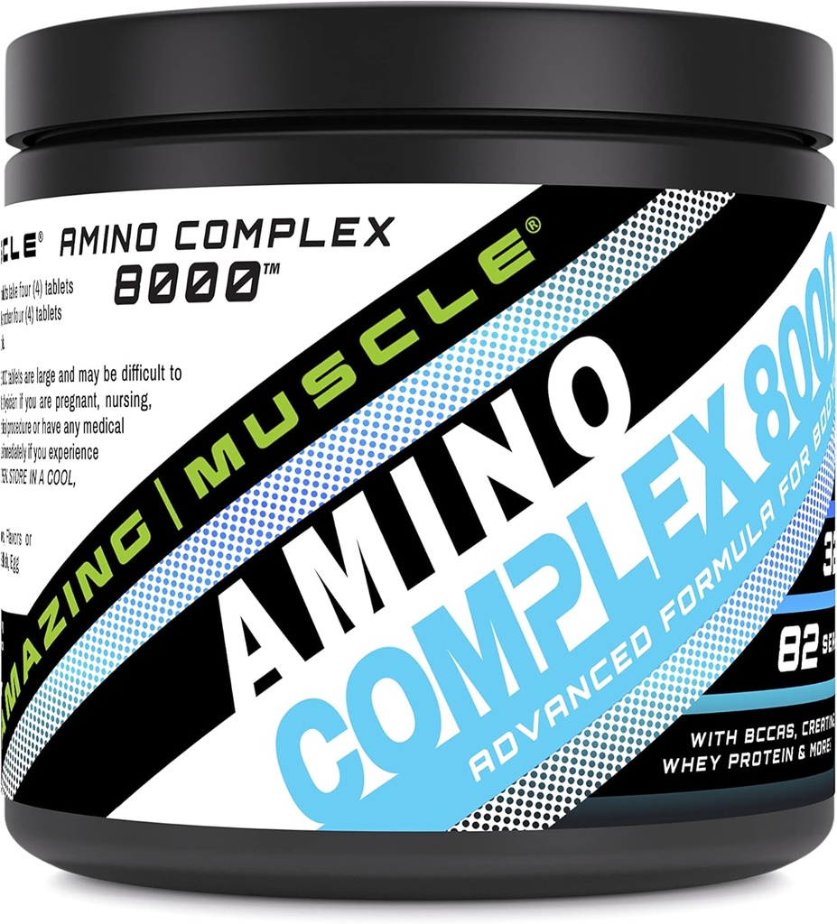 Incredibile supplemento di Amino Complex del muscolo | 8000 Mg per servire | 325 compresse | Formula con Taurina, Creatina, L-Glutamina, Whey Protein, & BCAA