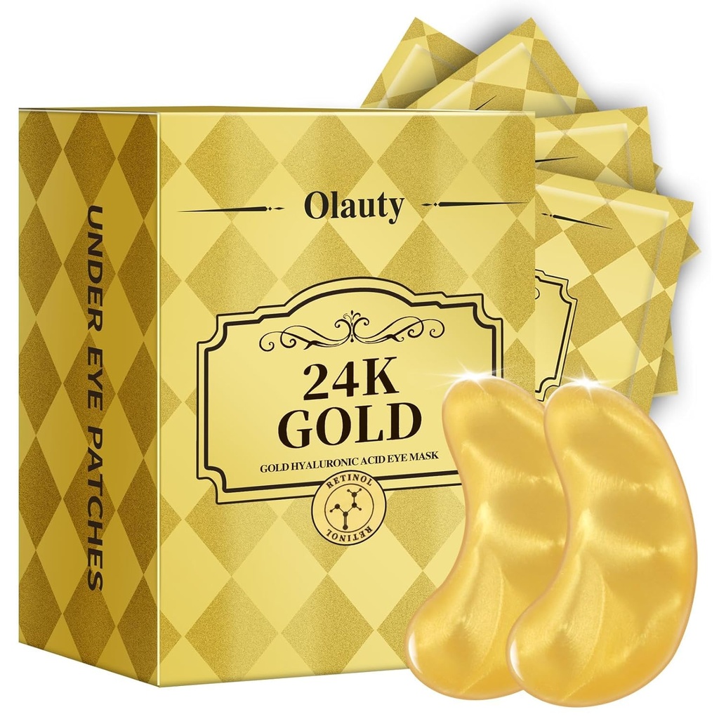 30 Coppie Maschera di occhio dell'oro 24K, Patch degli occhi per occhi di Puffy e cerchi scuri, Under Eye Mask Patches Skincare, per gli uomini delle donne