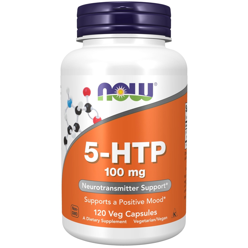 NOW Integratori, 5-HTP (5-idrossitriptofano) 100 mg, supporto neurotrasmettitore*, 120 capsule di Veg