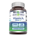 Incredibile Formulas Vitamin K2 Menaq7 MK7 Supplemento | 100 Mcg | Capsule Veggie | Non-GMO | Gluten Free | Made in USA (1 Pack, 120 Count)