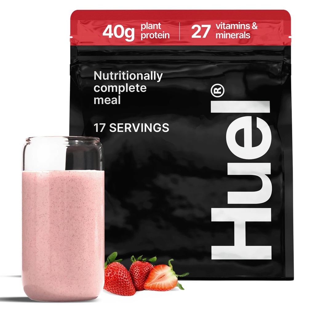 Huel Black Edition | Polvere di proteina vegana 40g Strawberry Shortcake 40g | Meal Nutritionally Complete | 27 vitamine e minerali, Gluten Free | 17 Servings | Scoop non incluso per ridurre la plastica