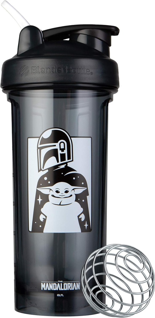 BlenderBottle Star Wars Shaker Bottiglia Serie Pro Perfetto per Protein Shakes e Pre Workout, 28 once, Mandalorian & Child