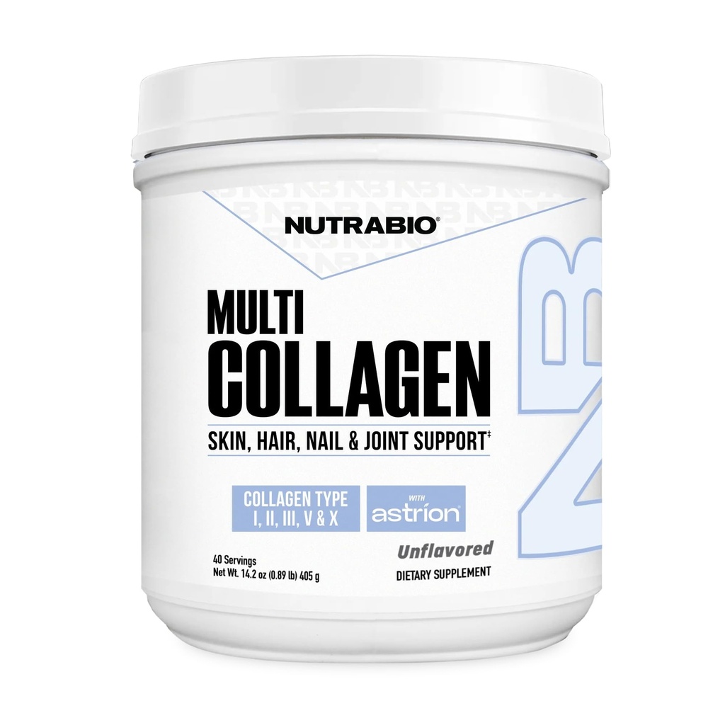 NutraBio Multi Collagen Polvere- Peptidi di collagene idrolizzati per i capelli gonfiori & pelle- Grass-Fed- Polvere di collagene per le donne e gli uomini- 40 selezioni
