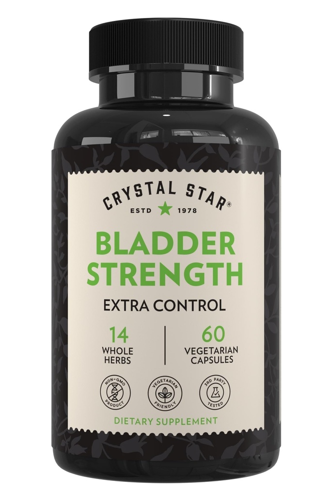 Crystal Star Bladder Strength (60 capsule) – Herbal Urinary Tract Health and Extra Strength Bladder Control Supplement, Estratto di mirtilli, Estratto di semi di zucca, Razza di Yam di Plantain e Wild, Non-OGM