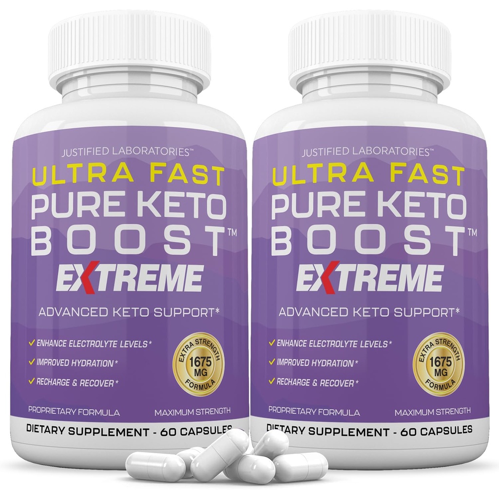 (2 Pack) Ultra Fast Pure Keto Boost Extreme Keto Pills 1675MG Nuova e migliorata Formula Contiene Aceto di Mele Aceto Extra Vergine Olio di Oliva Polvere Verde Tea Leaf 120 Capsule