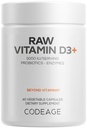 Vitamina cruda D3+ Alta potenza 5000 IU Supplemento da Saccharomyces Cerevisiae - Vitamina cruda, Probiotici, Enzimi Digestivi, Frutta & Greens - Alimentazione 2-Month - 60 capsule