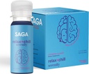 SAGA Organic Relaxation Shots | Contiene adaptogens & Mushrooms - Lion's Mane & Kava | High Bioavailability & Fast Onset | Elevate Mood & Save Fatigue | Strawberry Cucumber 2oz Shots (12-Pack)