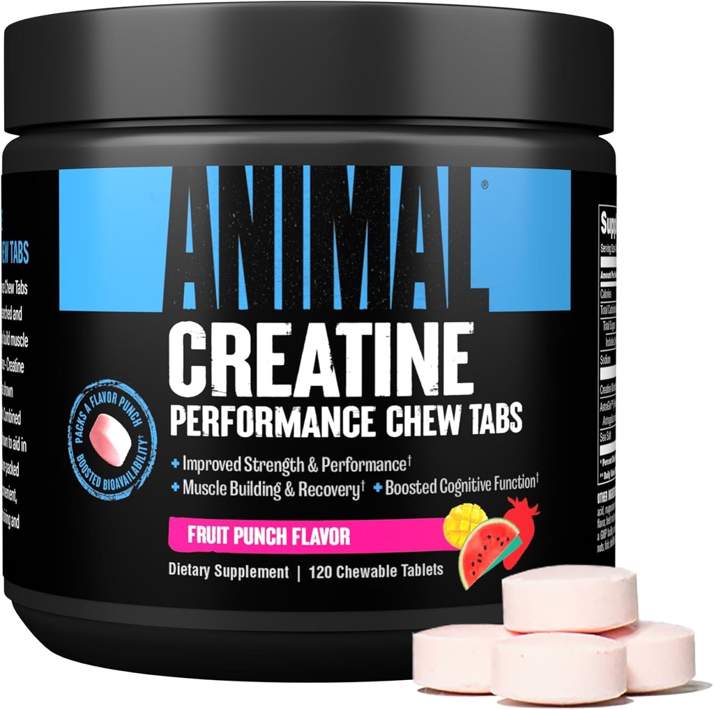 Animal Omega 3 & 6 supplemento con 30 giorni pacchetto Creatina Chews Tablets Fruit Punch