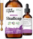 Wild & Organic Skullcap Tincture - Relax, Buono Mood, Calma - Liquid Skullcap Herb Supplement - Vegan, Sugar & Alcohol-Free Drops - 2 fl oz