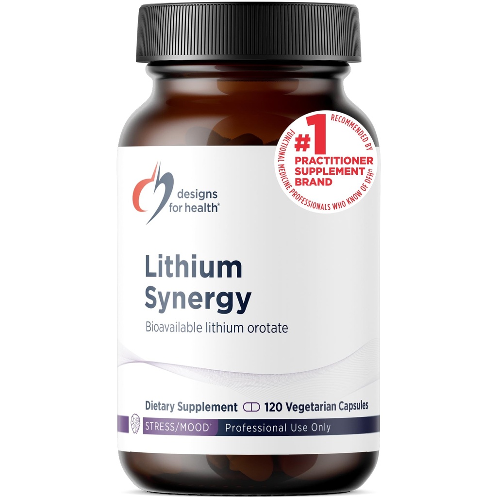 Progetti per la salute Sinergia al litio - 5mg Orotato di litio con TMG + B12 Methylcobalamin - Biodisponibile Mood + Methylation Support Supplemento, Non-GMO + Vegetariano (120 capsule)