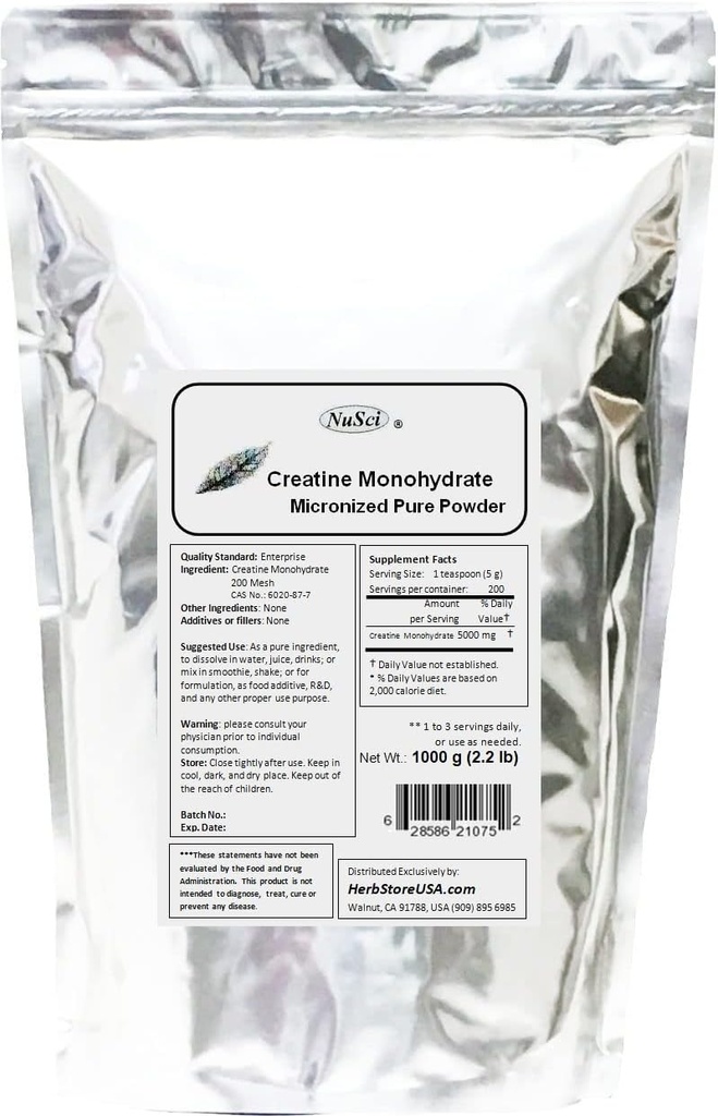 Polvere micronizzata monoidrata di creatina pura (1000 grammi (2.2 lb))