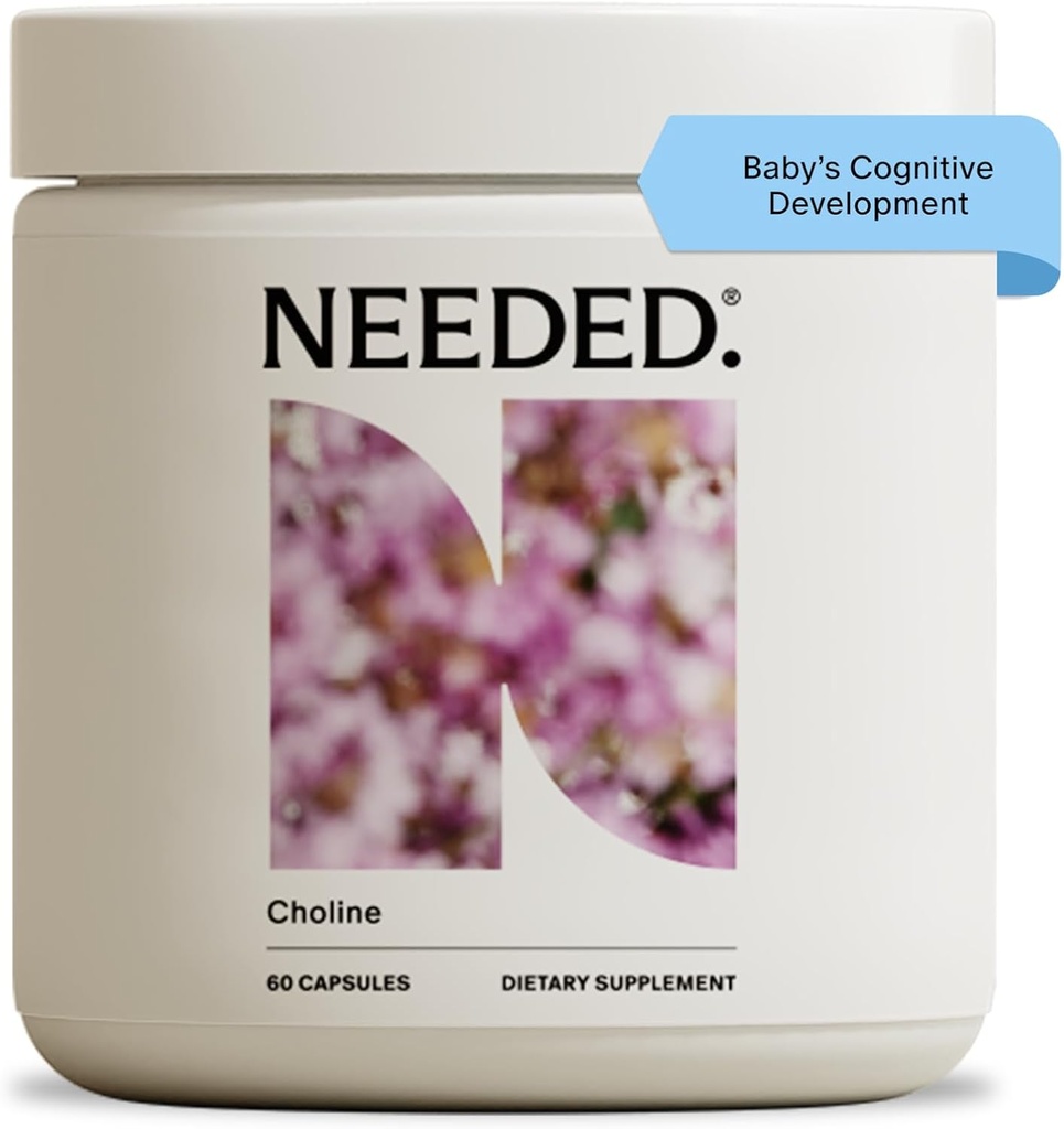 Ne ho bisogno. Choline Prenatale per lo sviluppo cognitivo - Supplemento Choline Aids Baby Brain Development - Supporta Gravidanza sana & Metabolismo - Terze Parti Testata - 60 Capsule
