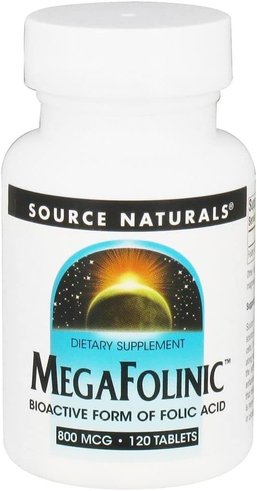 Fonte Naturals MegaFolinic 800mcg Bioactive Folic Acid, Brain & Cell Health - 120 compresse