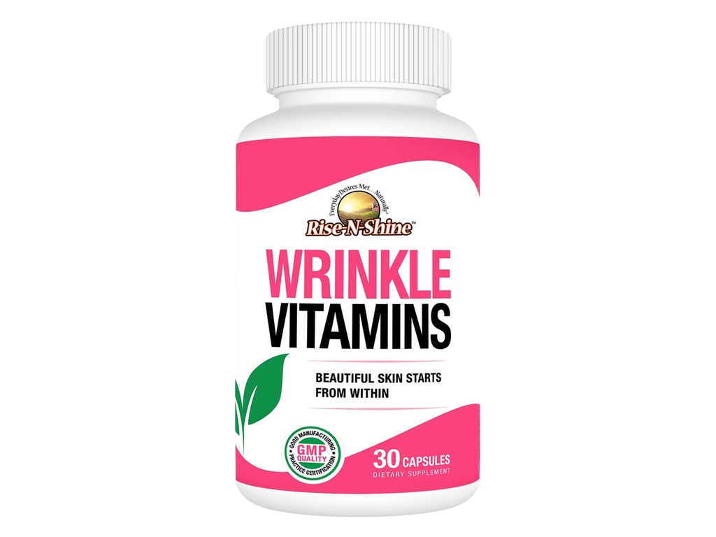Rise-N-Shine Wrinkle Vitamine Integratore della pelle Maschera del viso con collagene, resveratrolo, aloe vera, semi di uva e più 30 conte