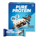 Pure Protein Bars, High Protein, Snack Nutritious per sostenere l'energia, Basso zucchero, Senza glutine, Biscotti e Crema, 1.76oz, 12 Pack