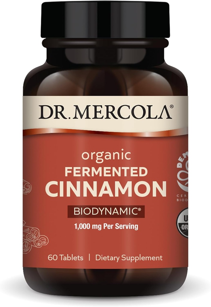 Dr. Mercola Biodinamica Organic Fermentd Cinnamon - Supporta la salute metabolica - Estratto di cannella ad alto contenuto di fennoidi - USDA Organic, Non OGM, Gluten-Free & Soy-Free - 90 compresse
