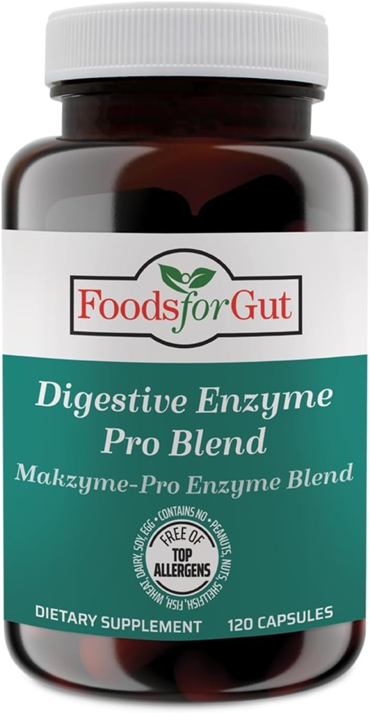 Alimenti per Gut Digestive Enzyme Makzyme-Pro Blend & Probiotics Plus | 120 capsule | Capsule Vegetariani | Gratuiti di Top Allergens | Support Digestive Health | Bloating & Gas Relief