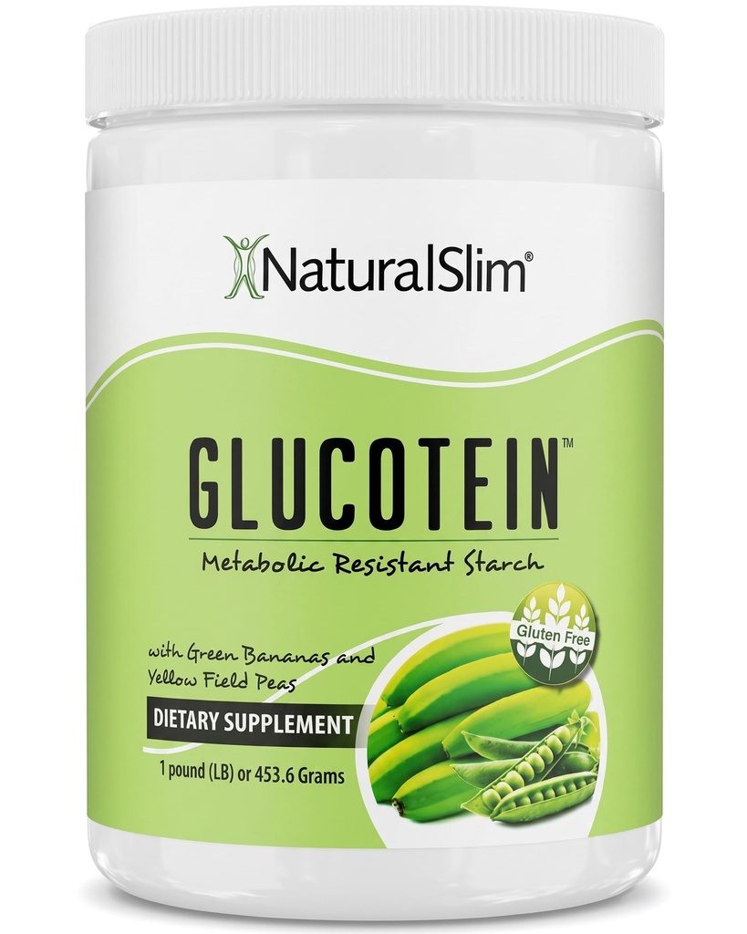 NaturalSlim Prebiotic Resistant Starch Supplement con Green Banana Flour Organic & Pea Starch Blend Glucotein Powder - Non-GMO & Gluten Free - 16 Serve